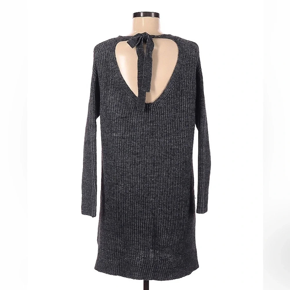 J. Crew | Sweater Dress Gray Open Back Long Sleeve Wool Alpaca Blend Size M - Picture 3 of 5